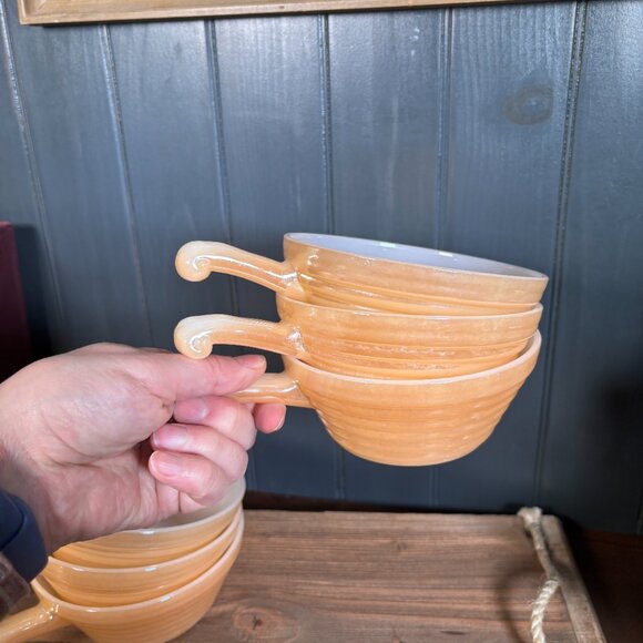 Vintage Anchor Hocking Fire King Peach Lustre Soup Bowls Set of 6 Oven Ware - Picture 16 of 16